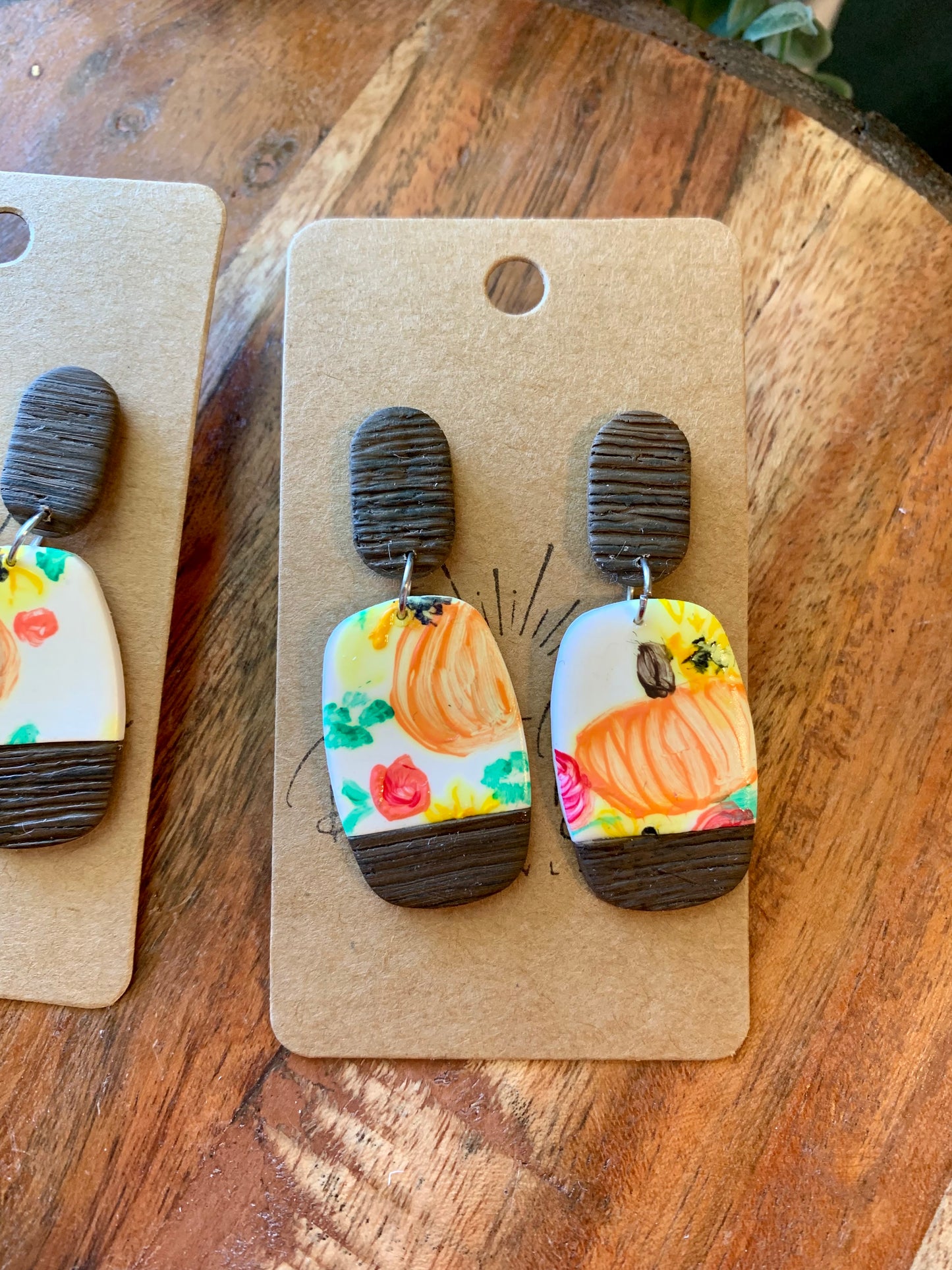 Hand Painted Fall Floral Earrings