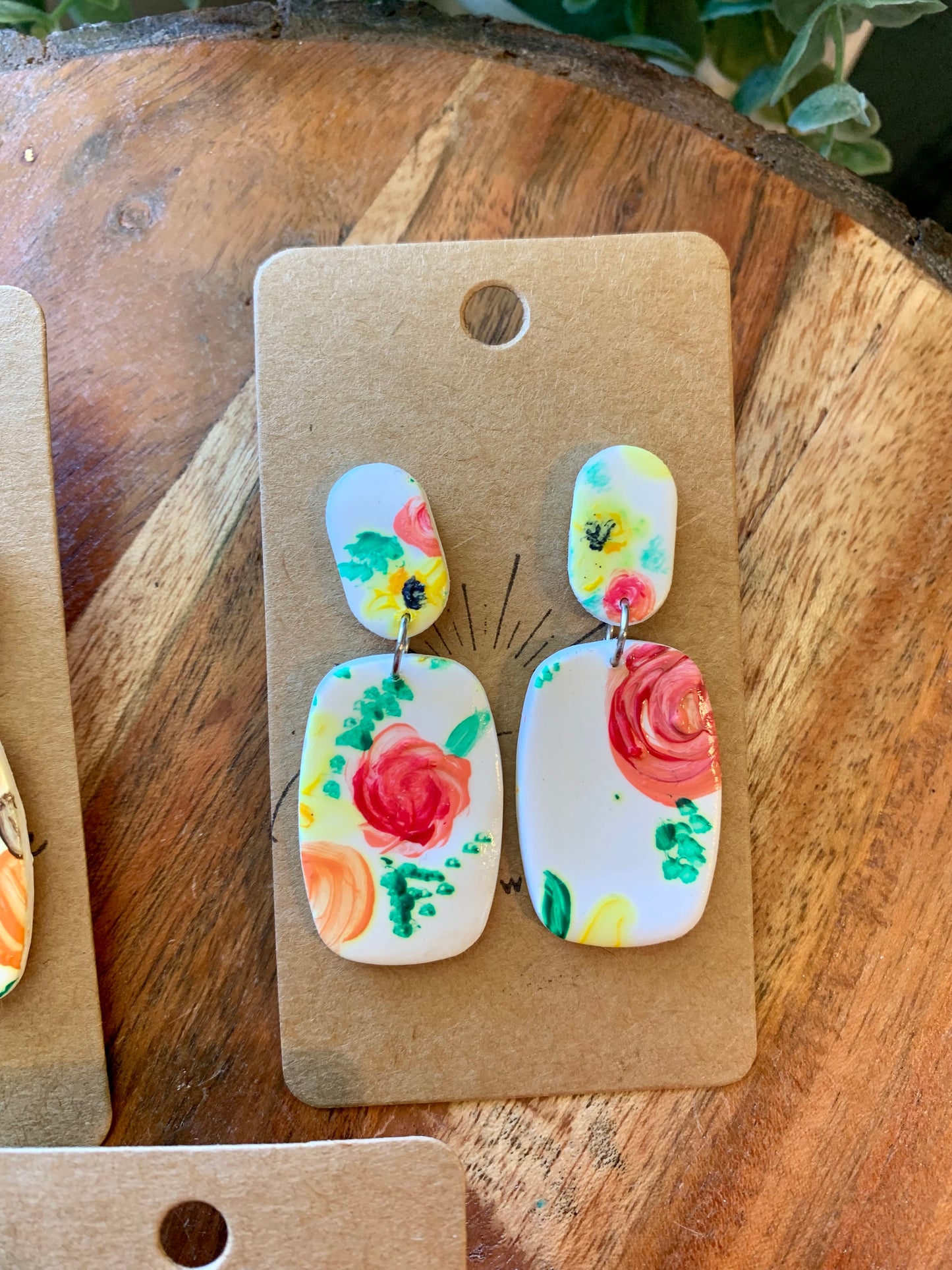 Hand Painted Fall Floral Earrings