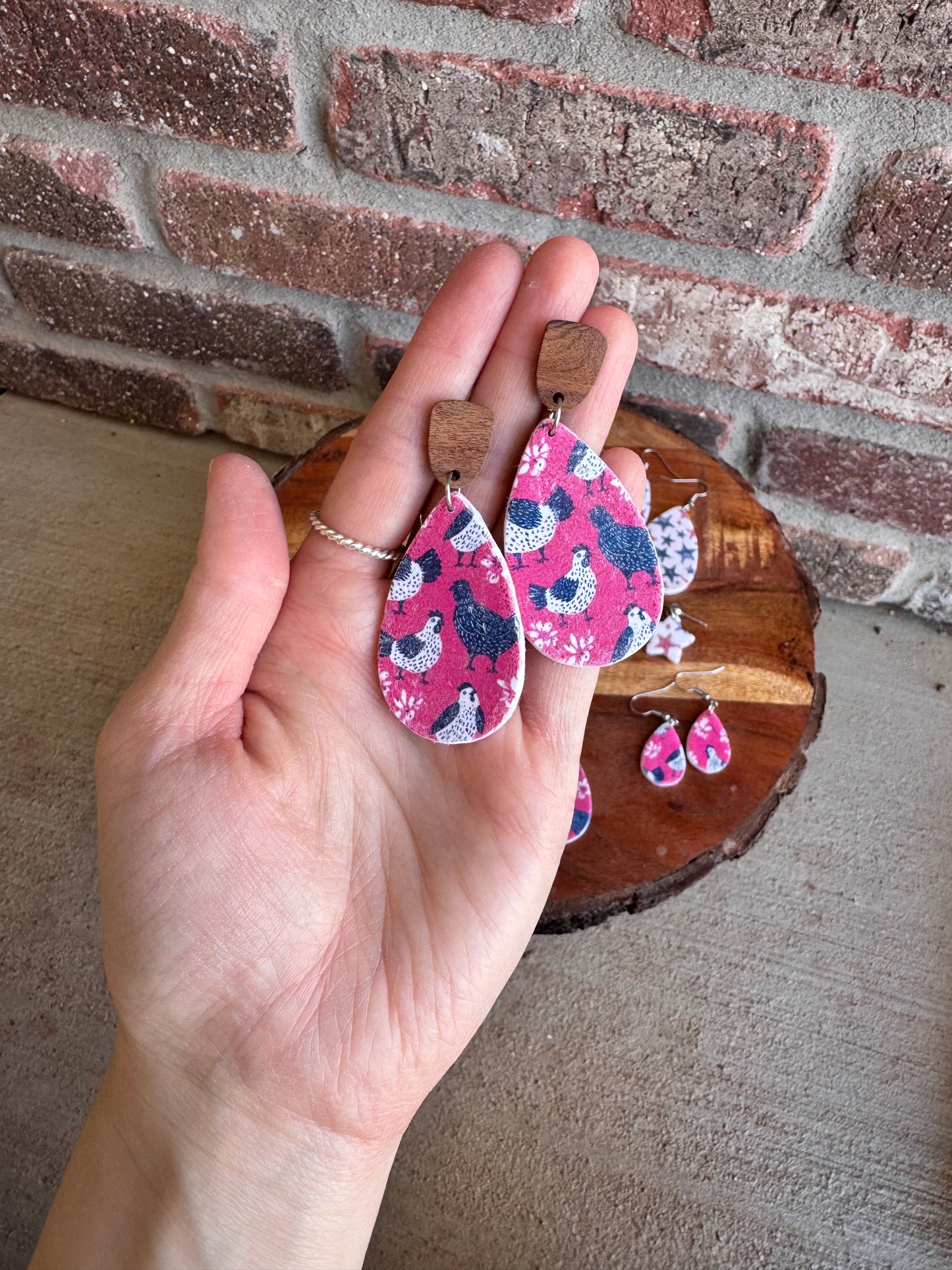 Red White & Blue Clay Earrings