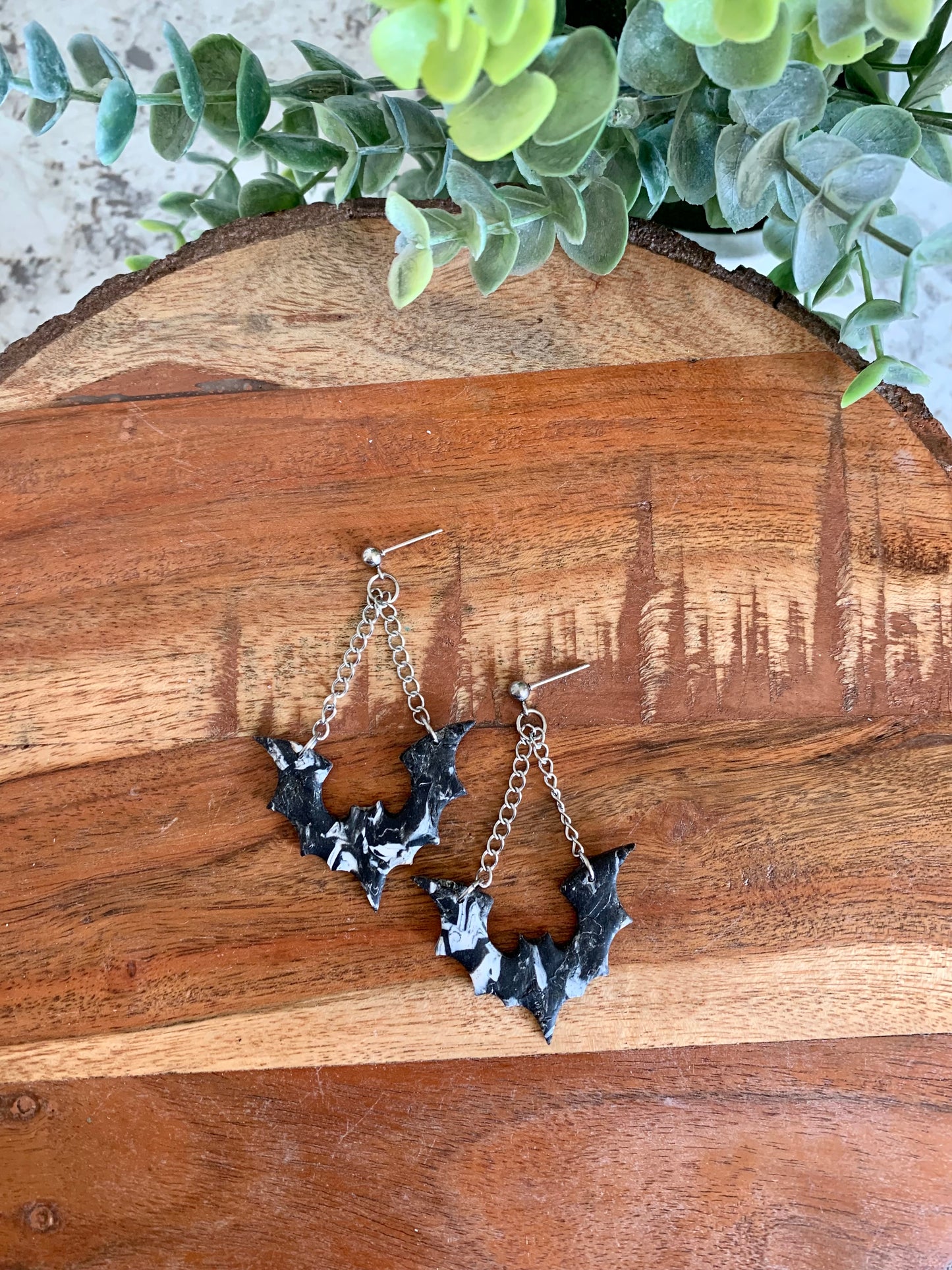 Marble Bat Earrings