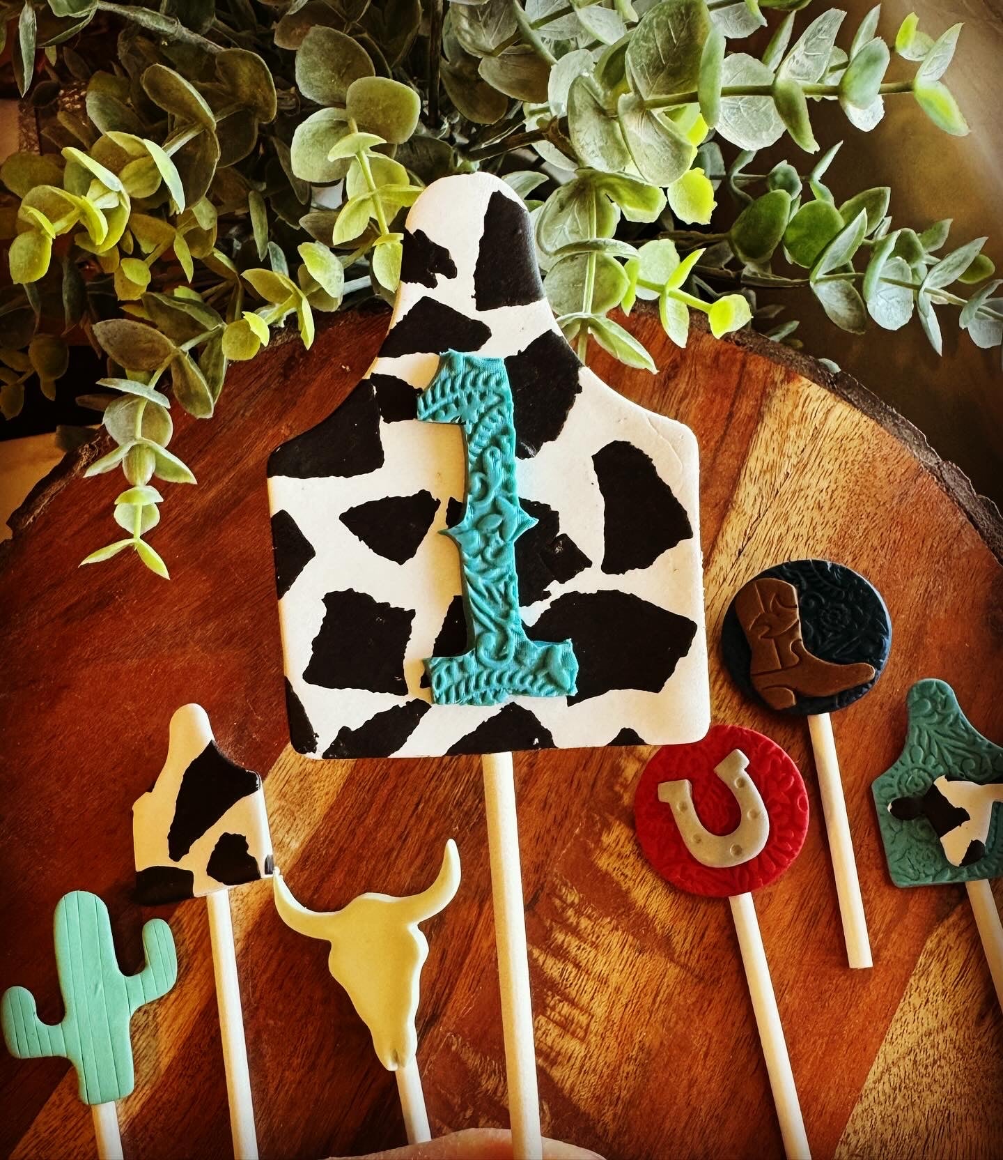 Cow Tag Cake Topper