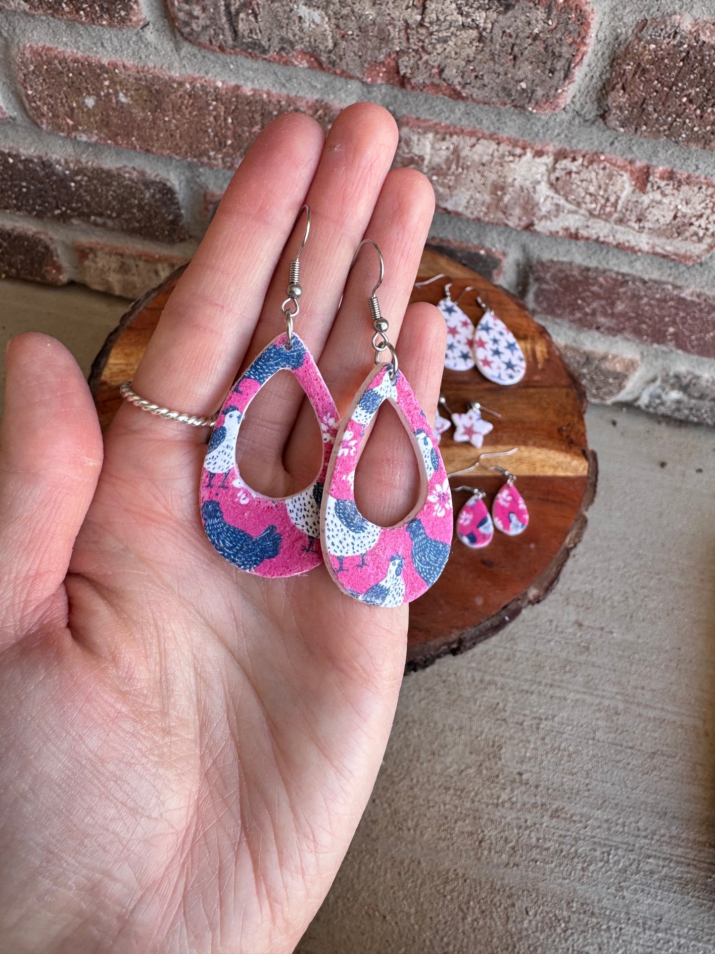 Red White & Blue Clay Earrings
