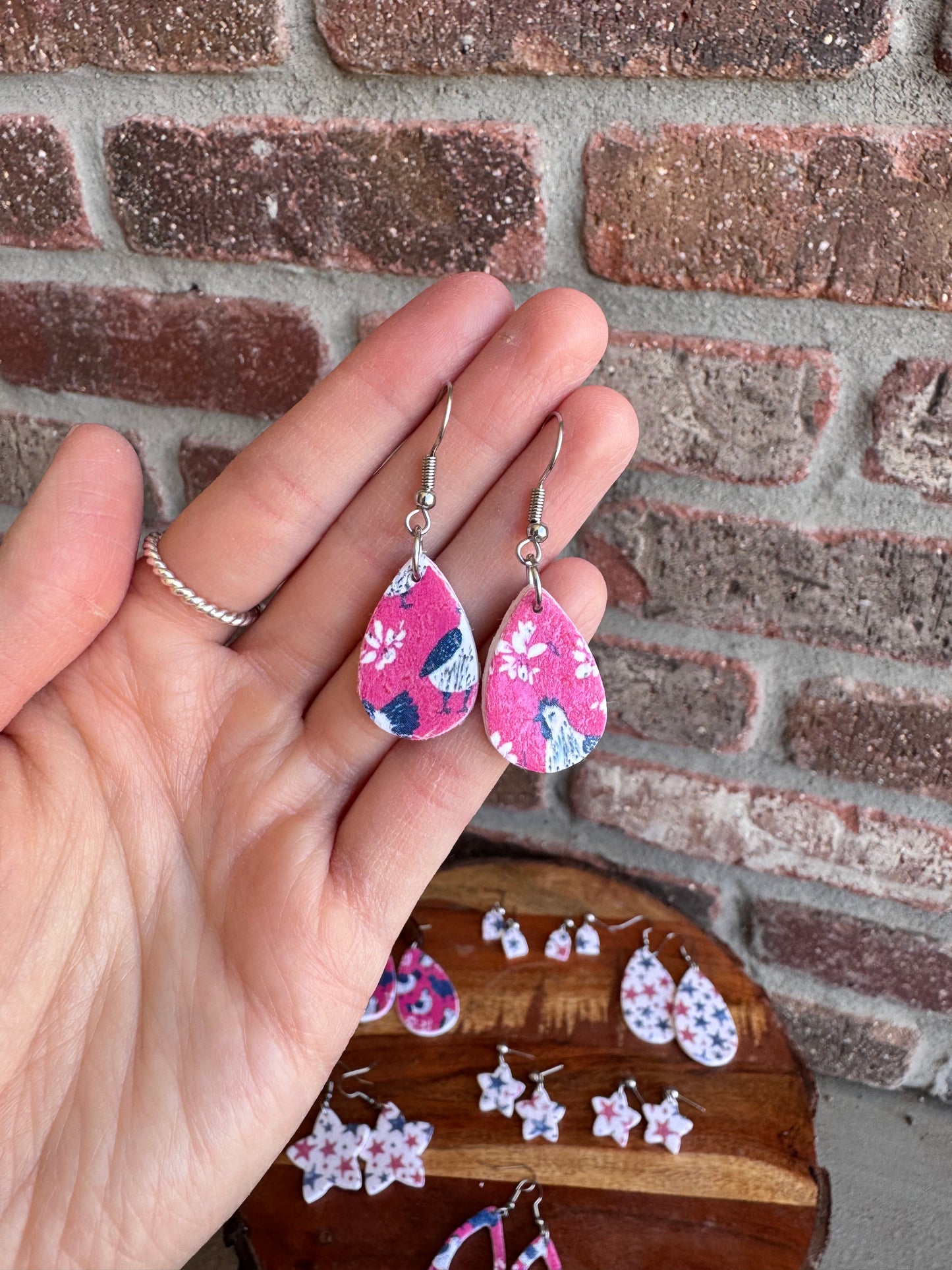 Red White & Blue Clay Earrings