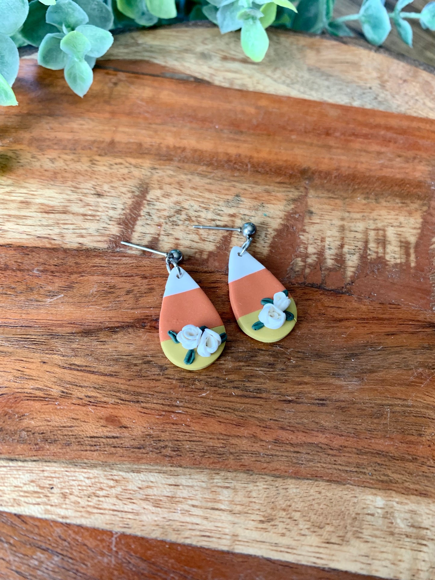 Floral Candy Corn Earrings
