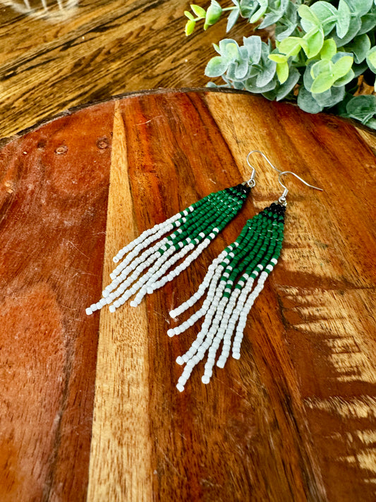 Pine Green Seed Bead Earrings