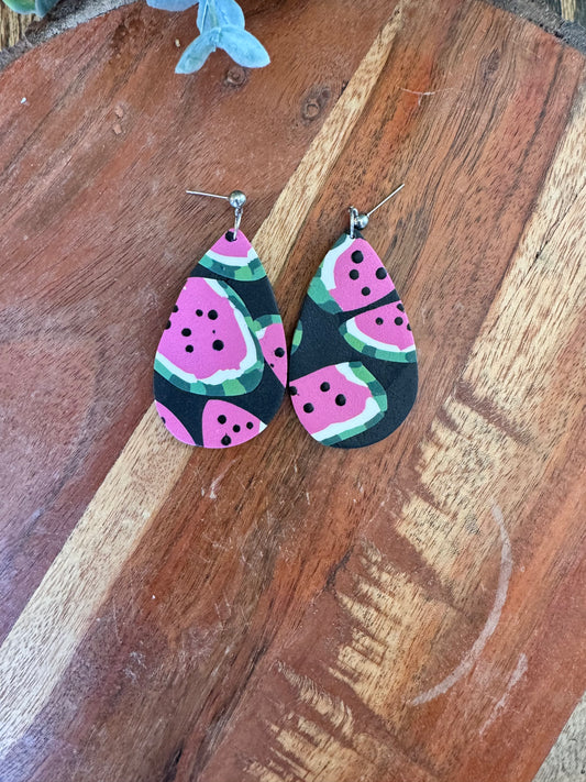 Wonky Watermelon Teardrop Earrings