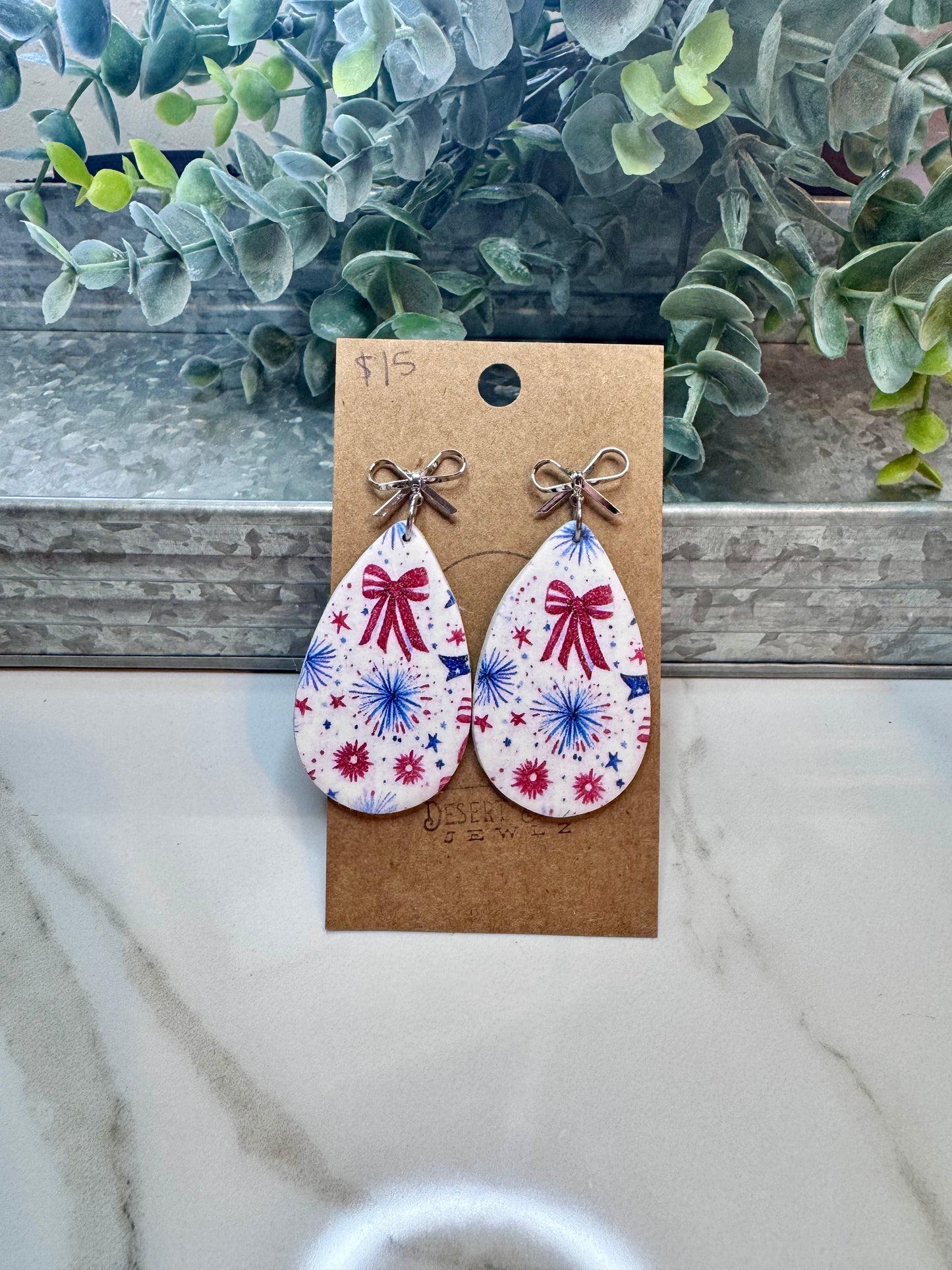 Patriotic Bow Print Earrings