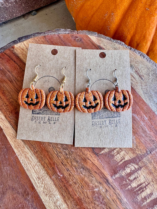 Glittery Jack-O-Lantern Earrings