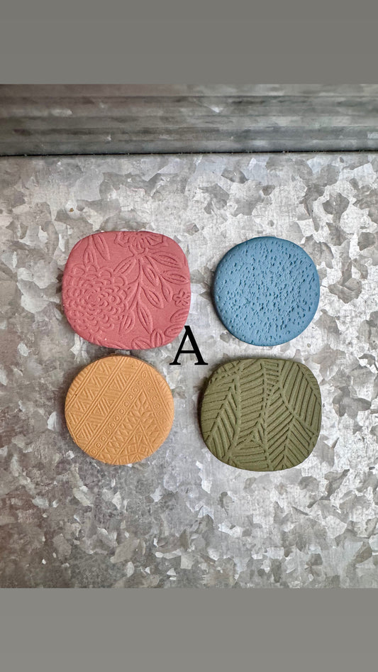 Boho Textured Clay Magnets (4 piece)