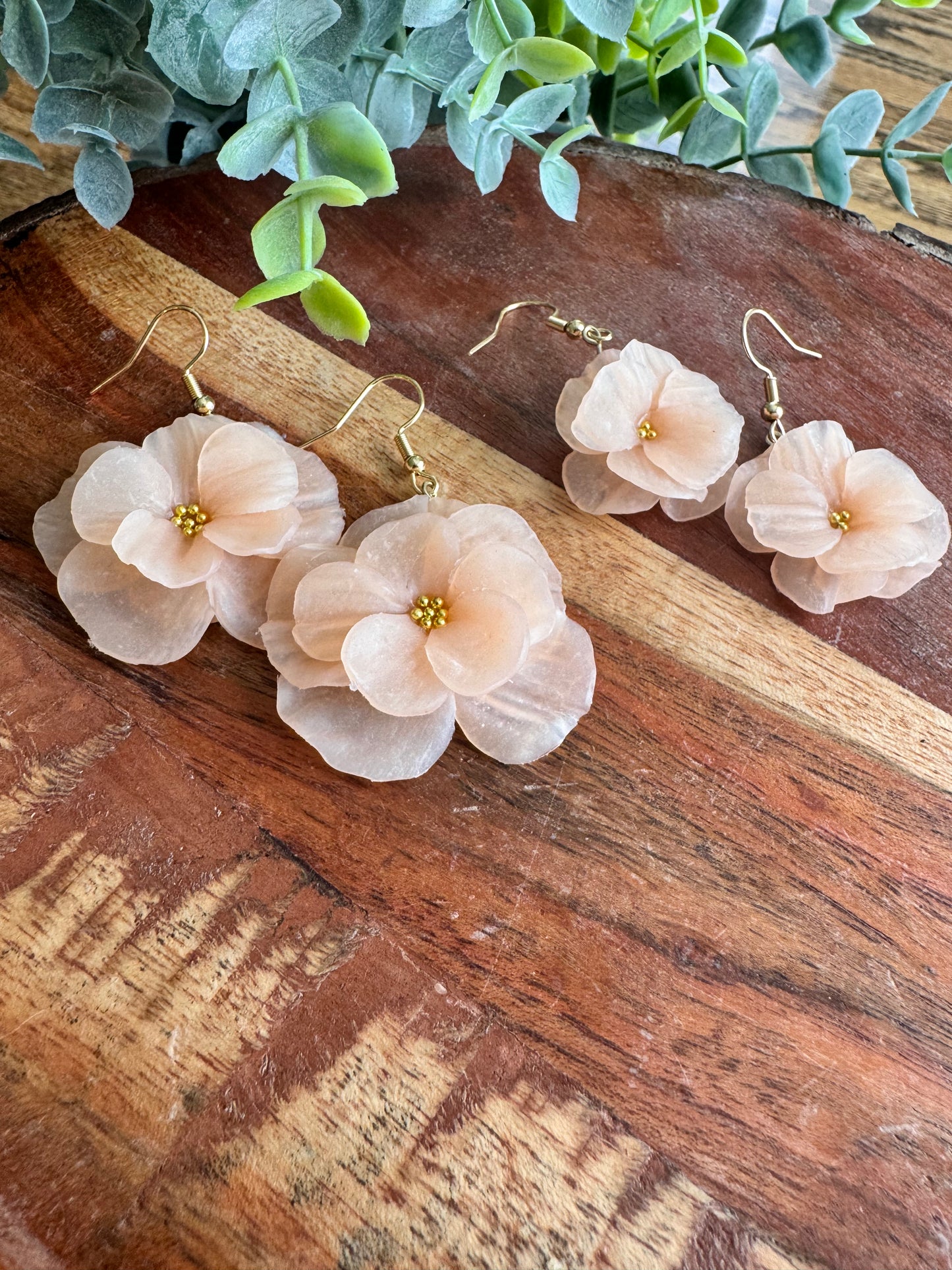 Peach flower earrings