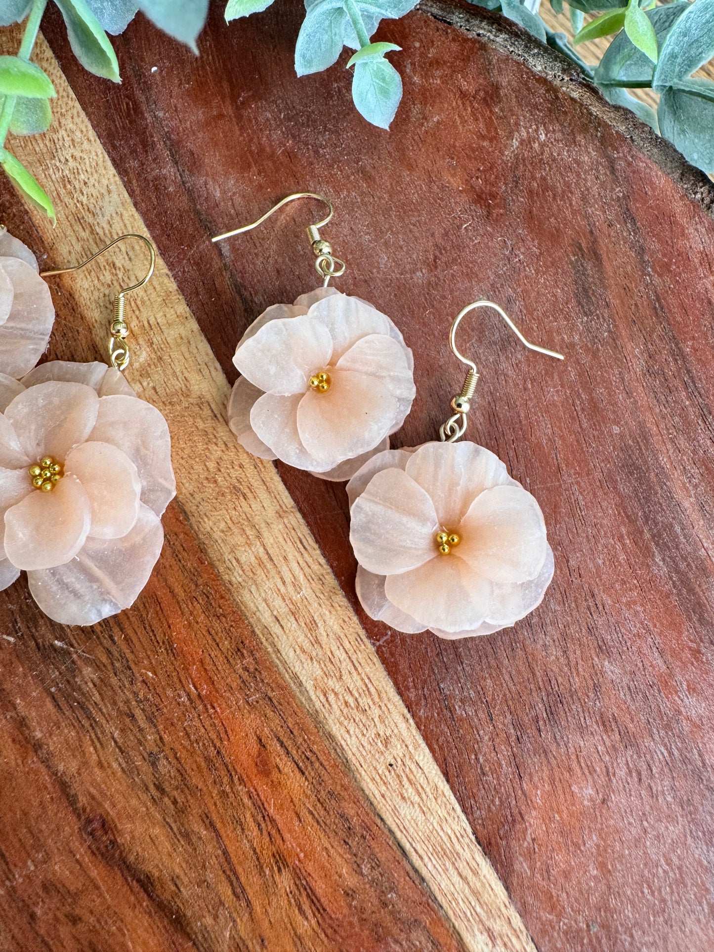 Peach flower earrings