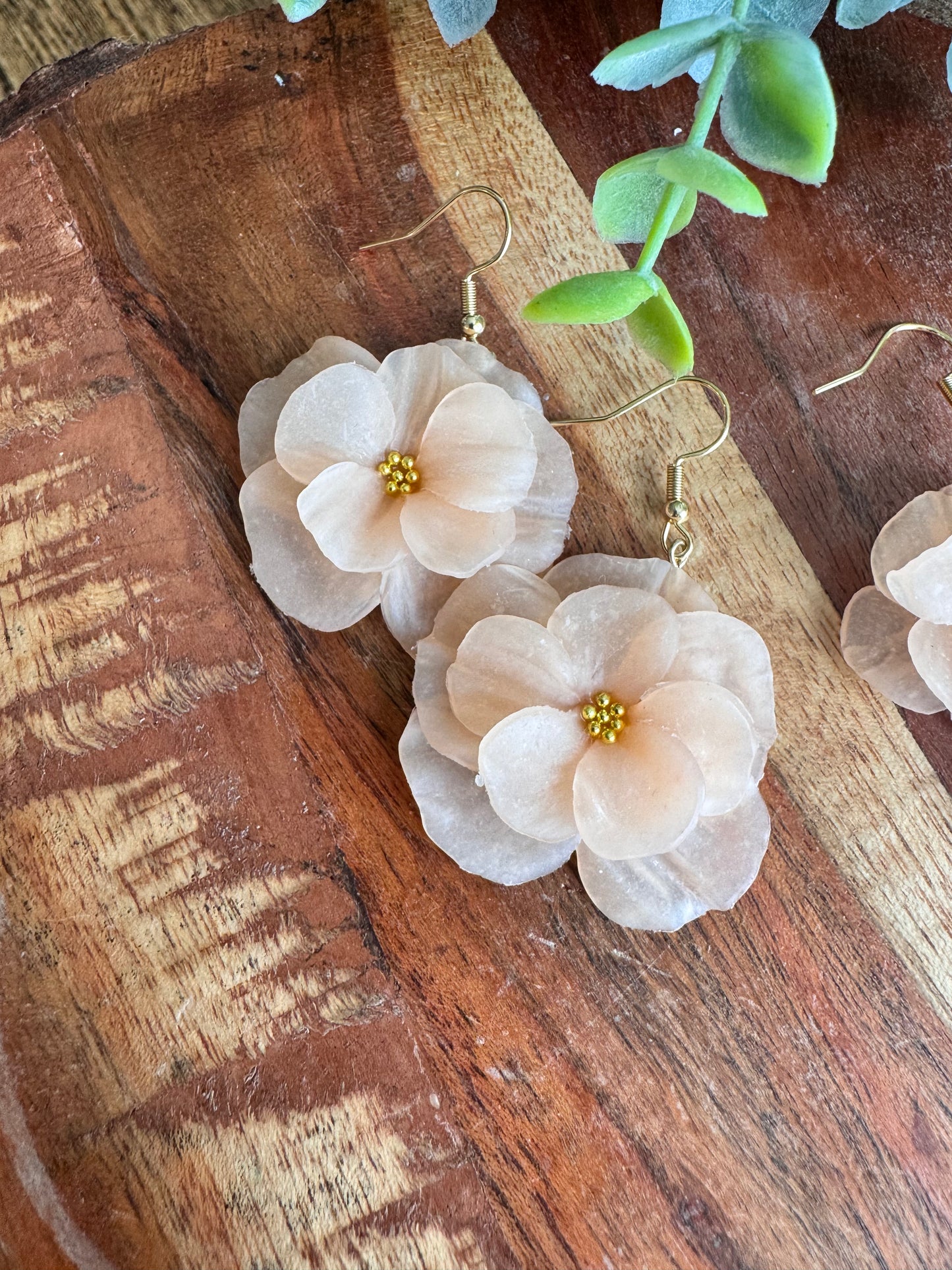 Peach flower earrings