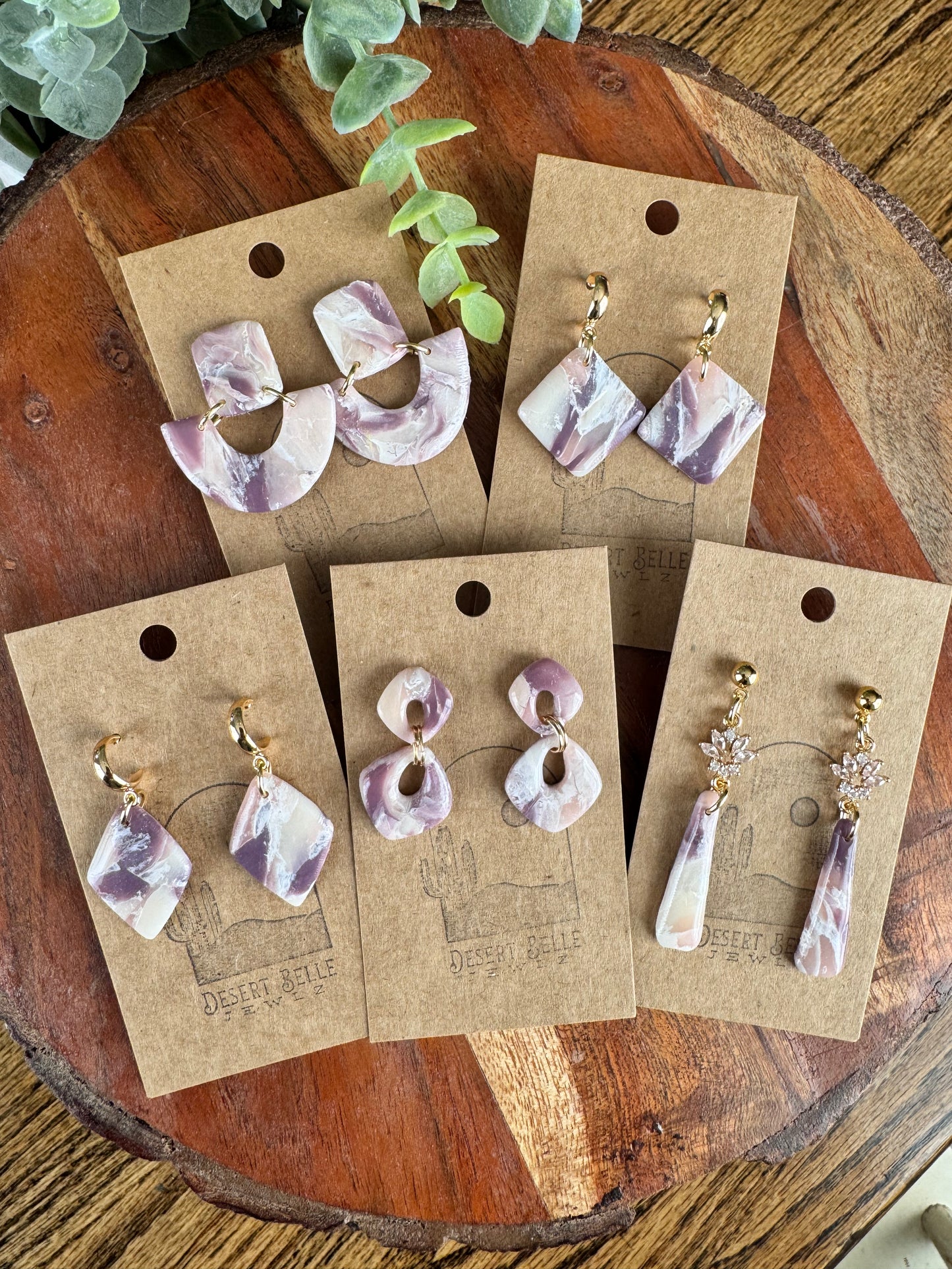 Lilac Marble Earrings