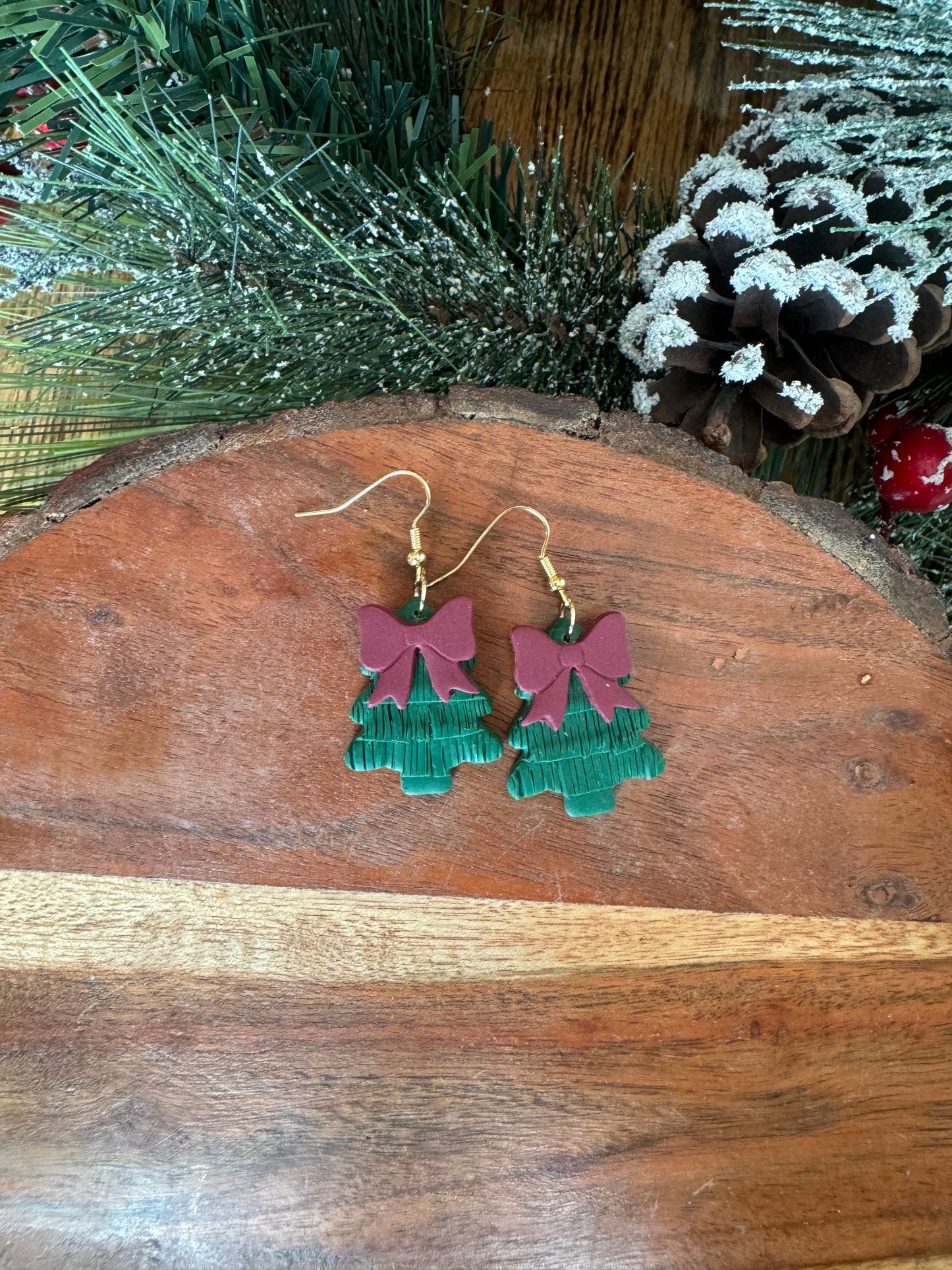 Bow Christmas Tree Earrings