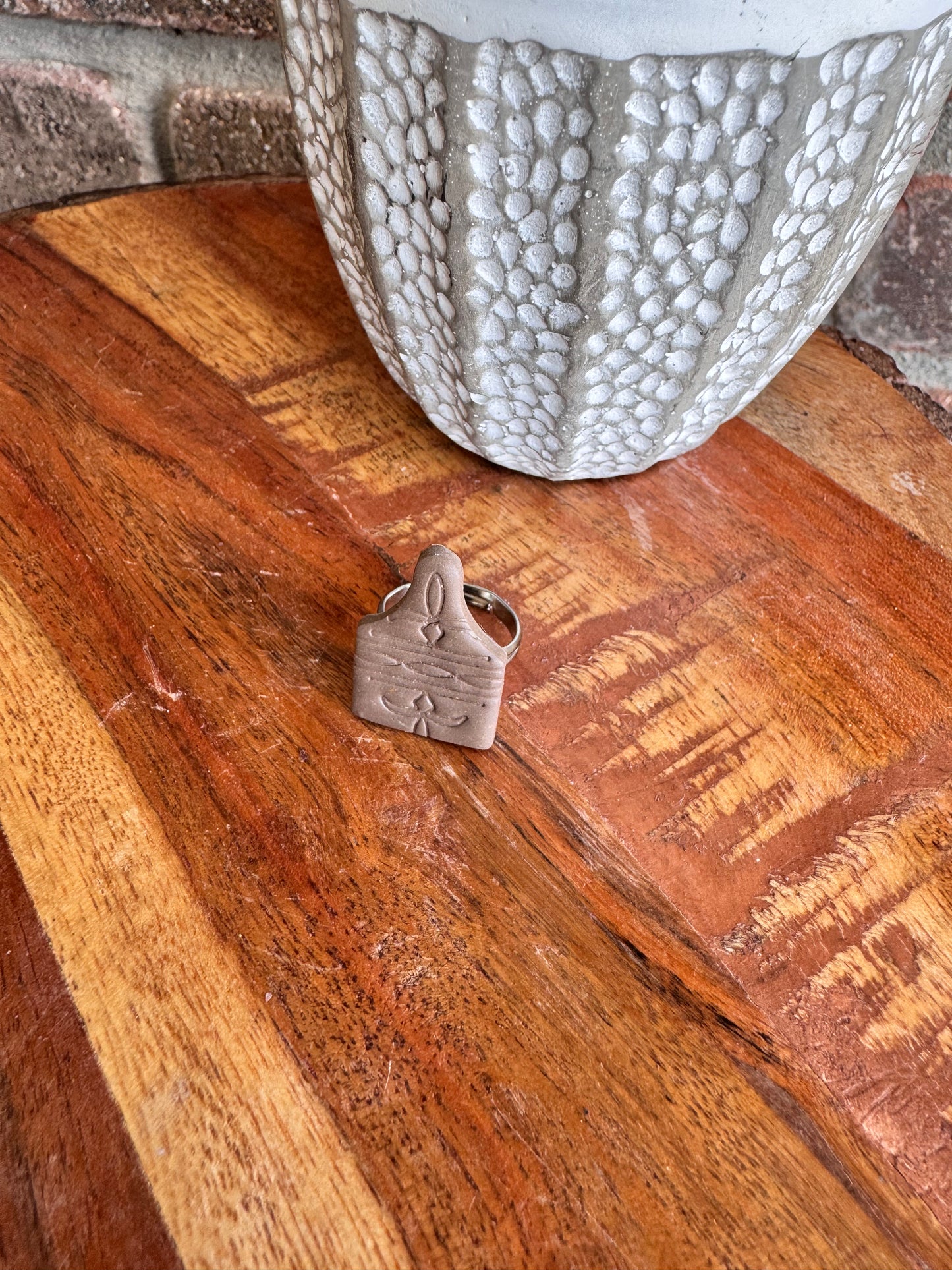 Boot Stitch Cow Tag Ring