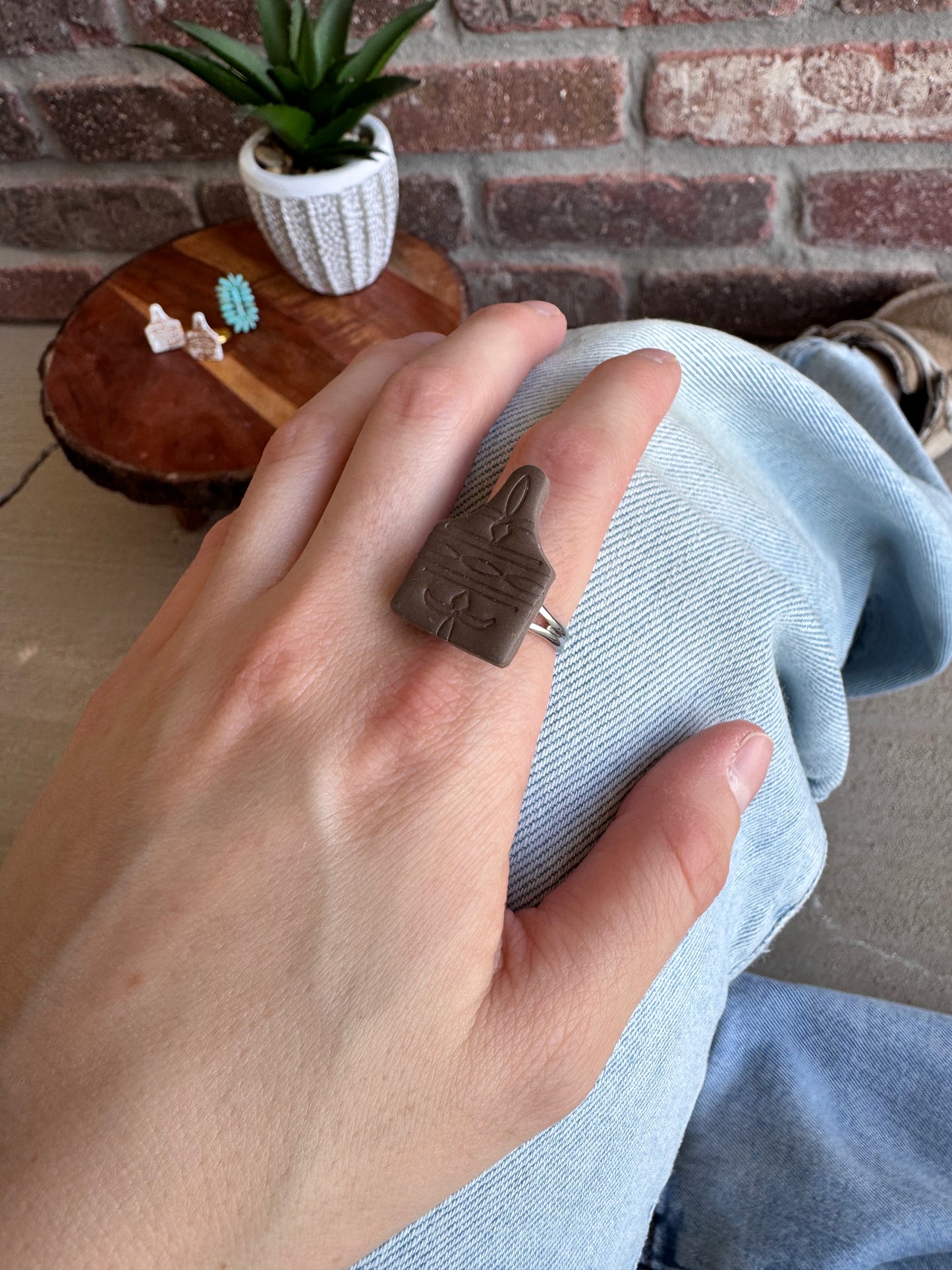 Boot Stitch Cow Tag Ring