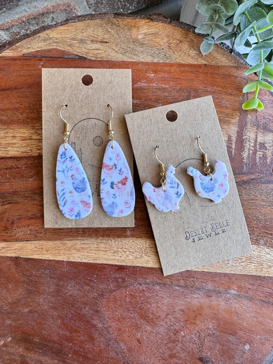 Chicken Print Earrings