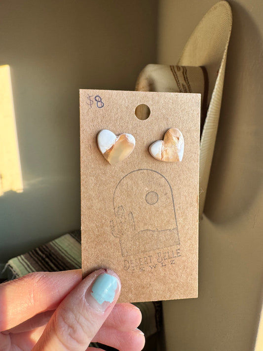 Translucent Marble Heart Studs