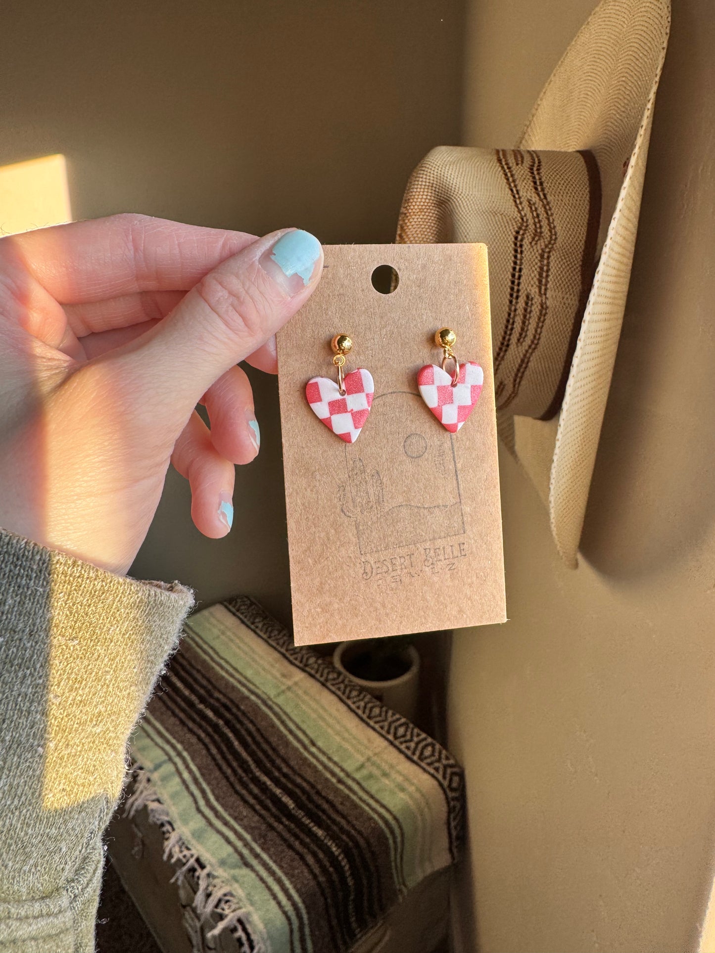 Checkered Heart Dangles