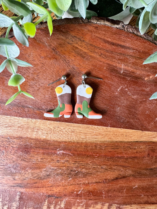 Desert Scene Cowboy Boot Earrings