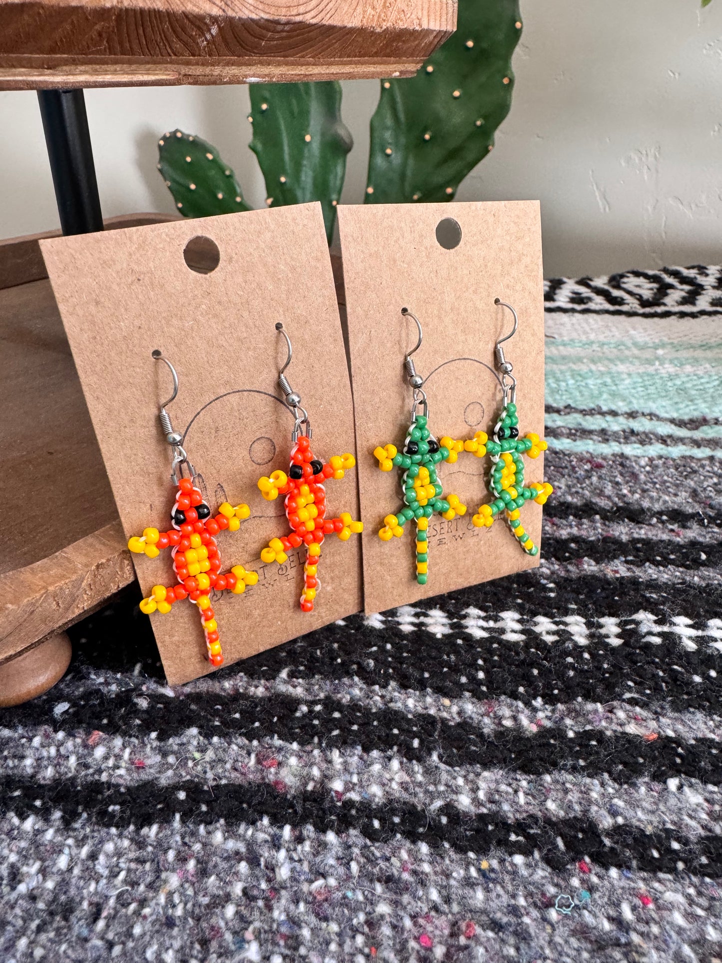 Seed Bead Gecko Earrings