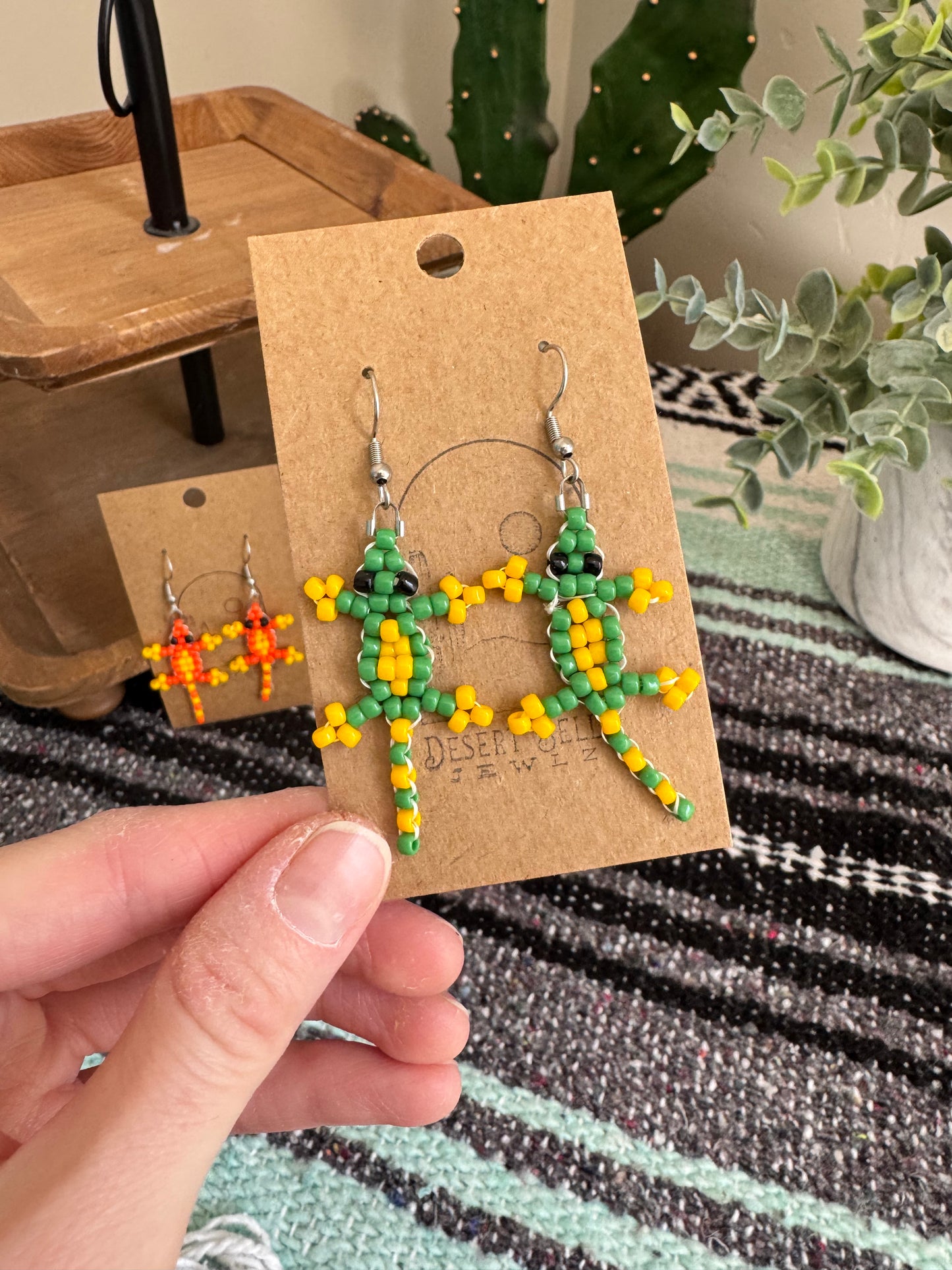Seed Bead Gecko Earrings