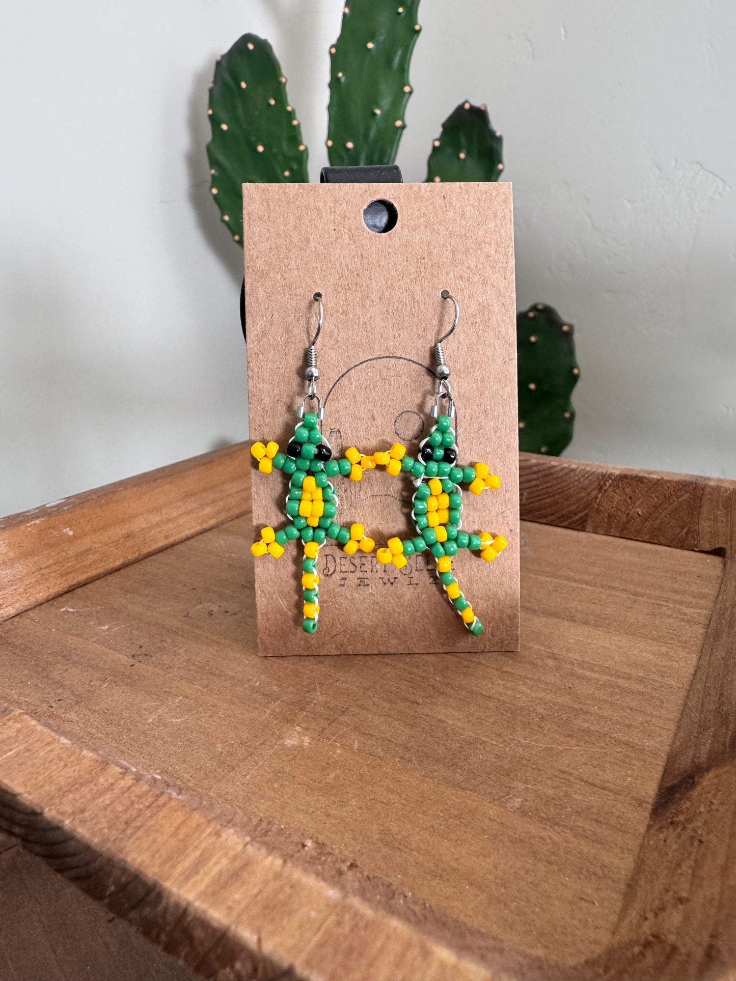 Seed Bead Gecko Earrings