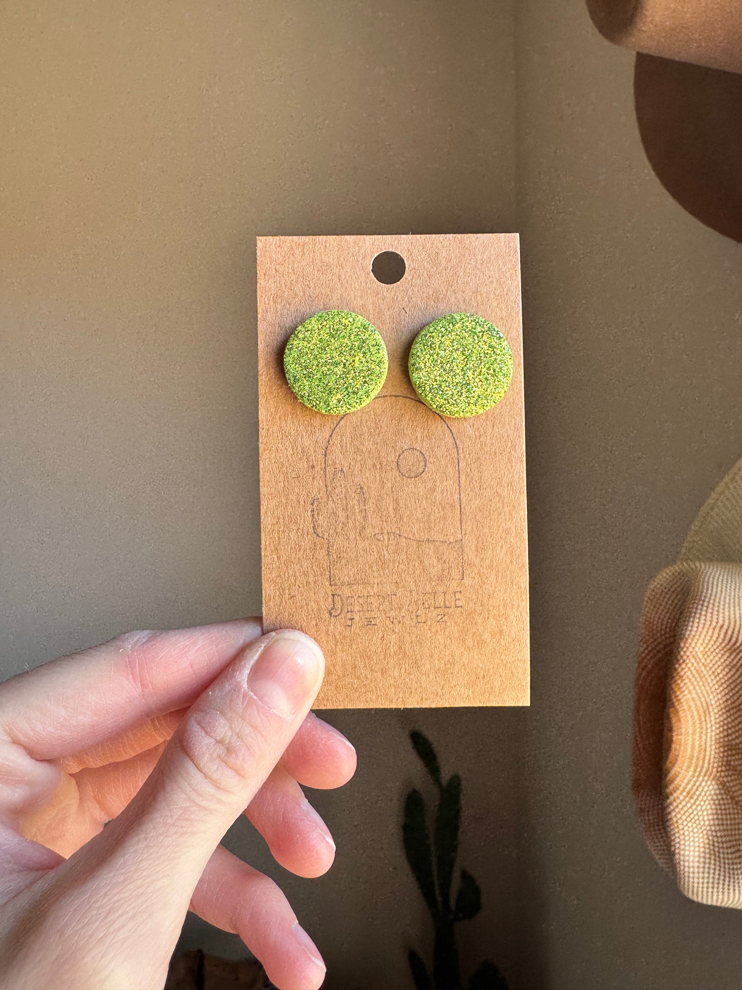 Lime Green Glitter Studs