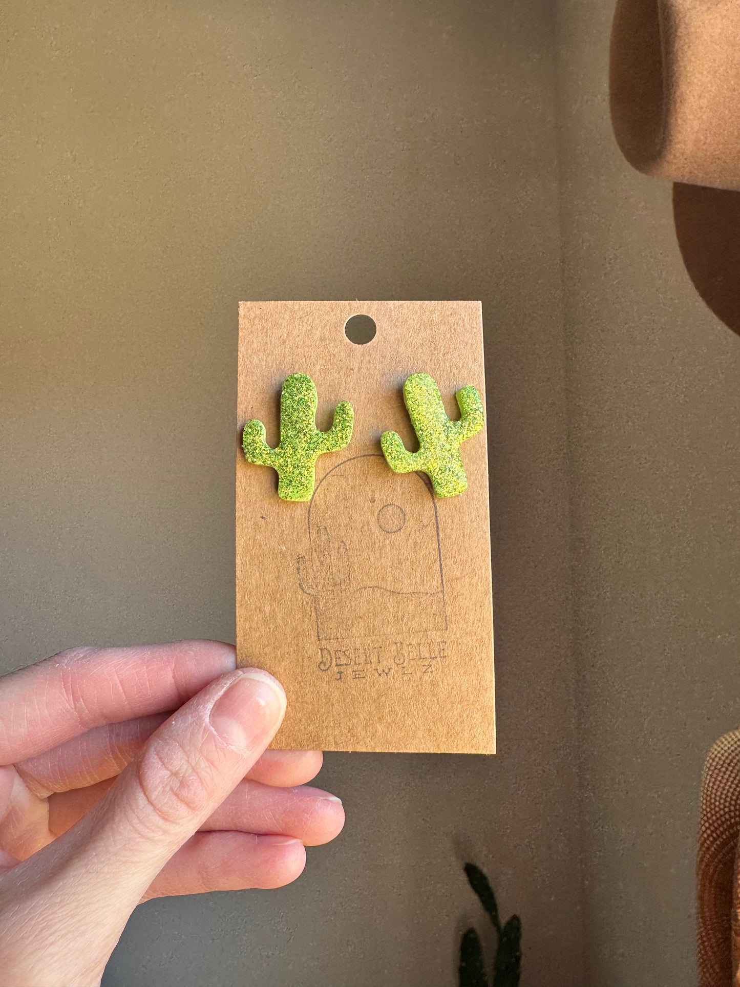 Lime Green Glitter Studs