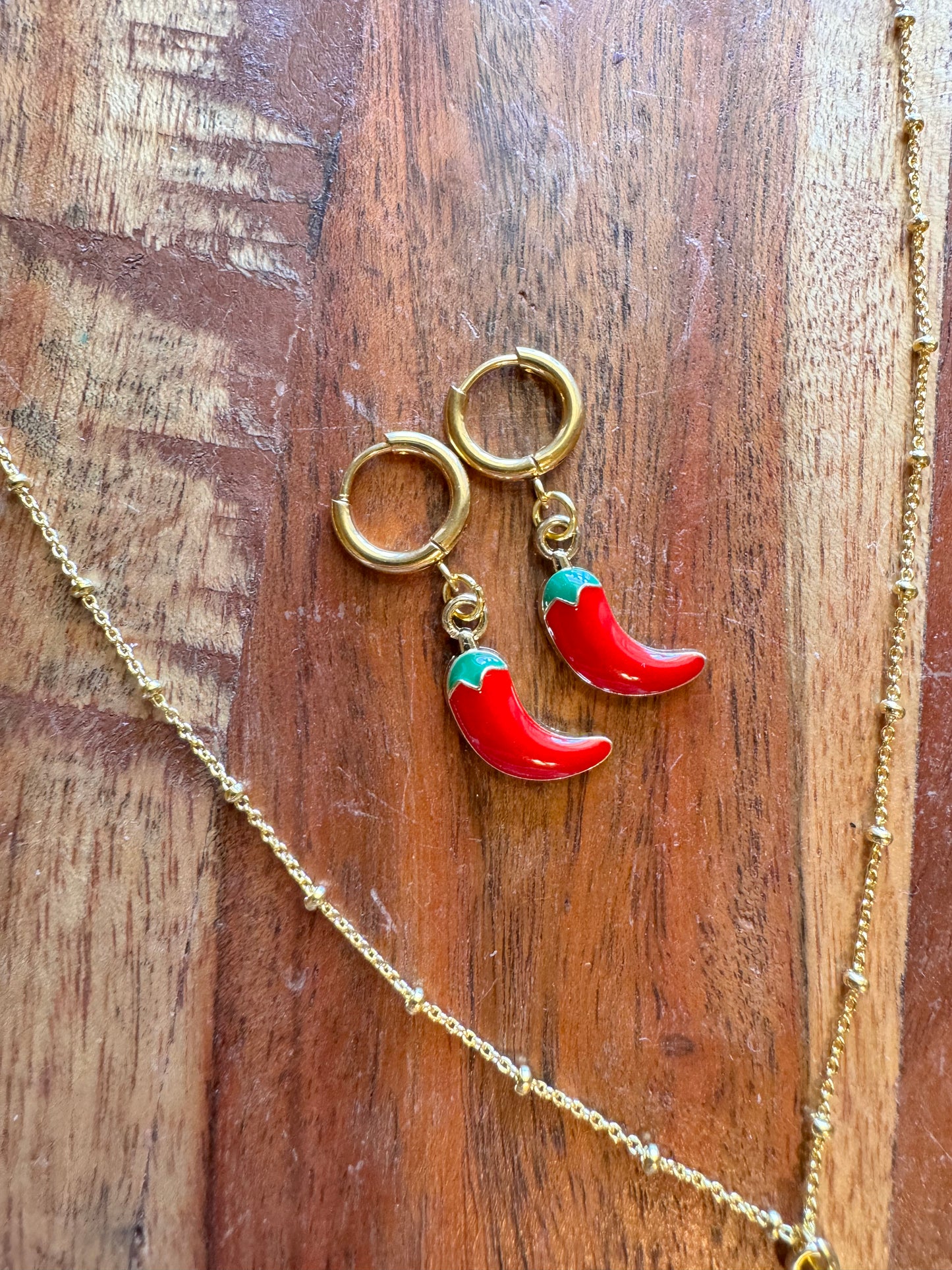 Chili Pepper Necklace & Earrings Set