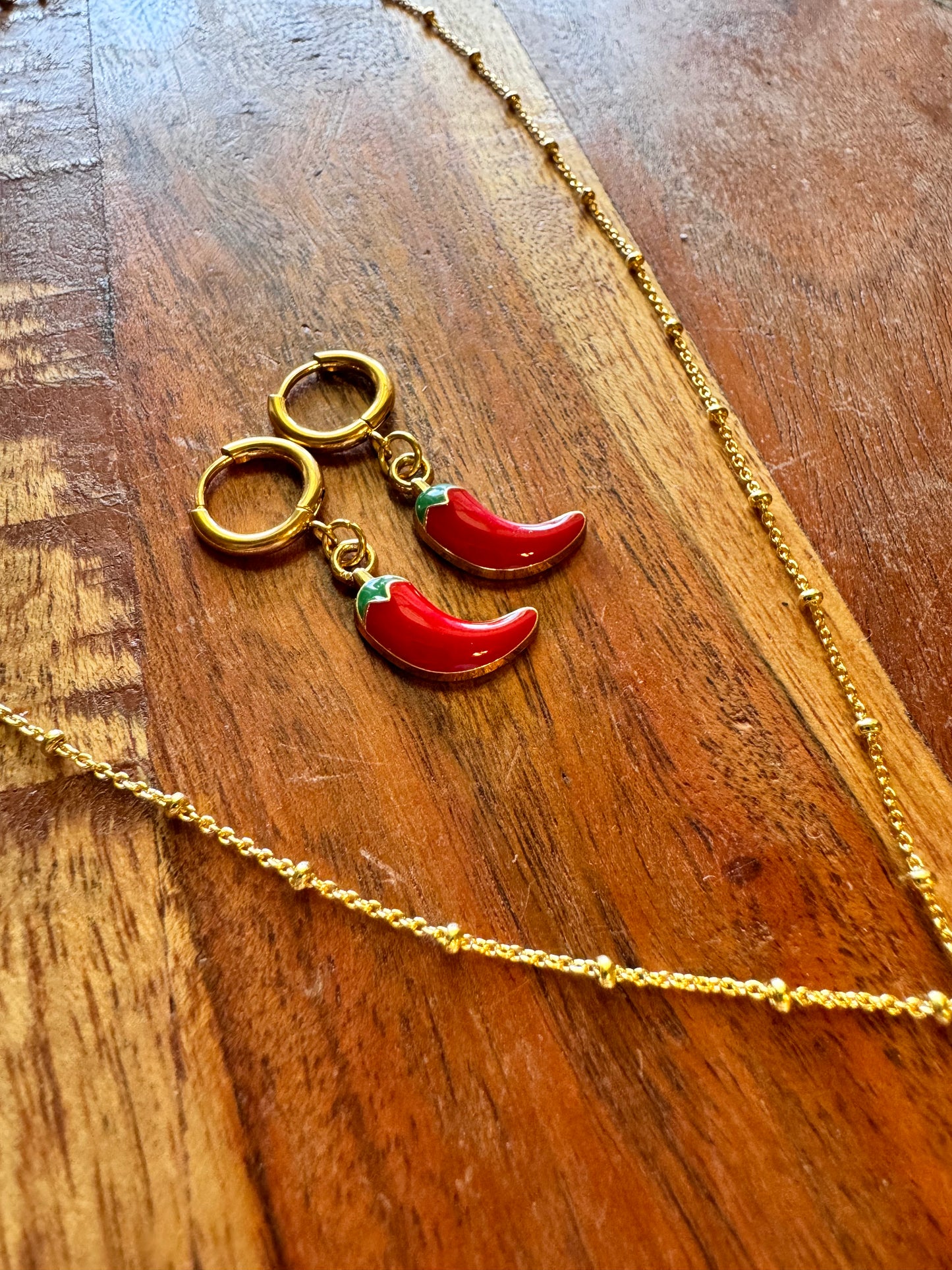 Chili Pepper Necklace & Earrings Set