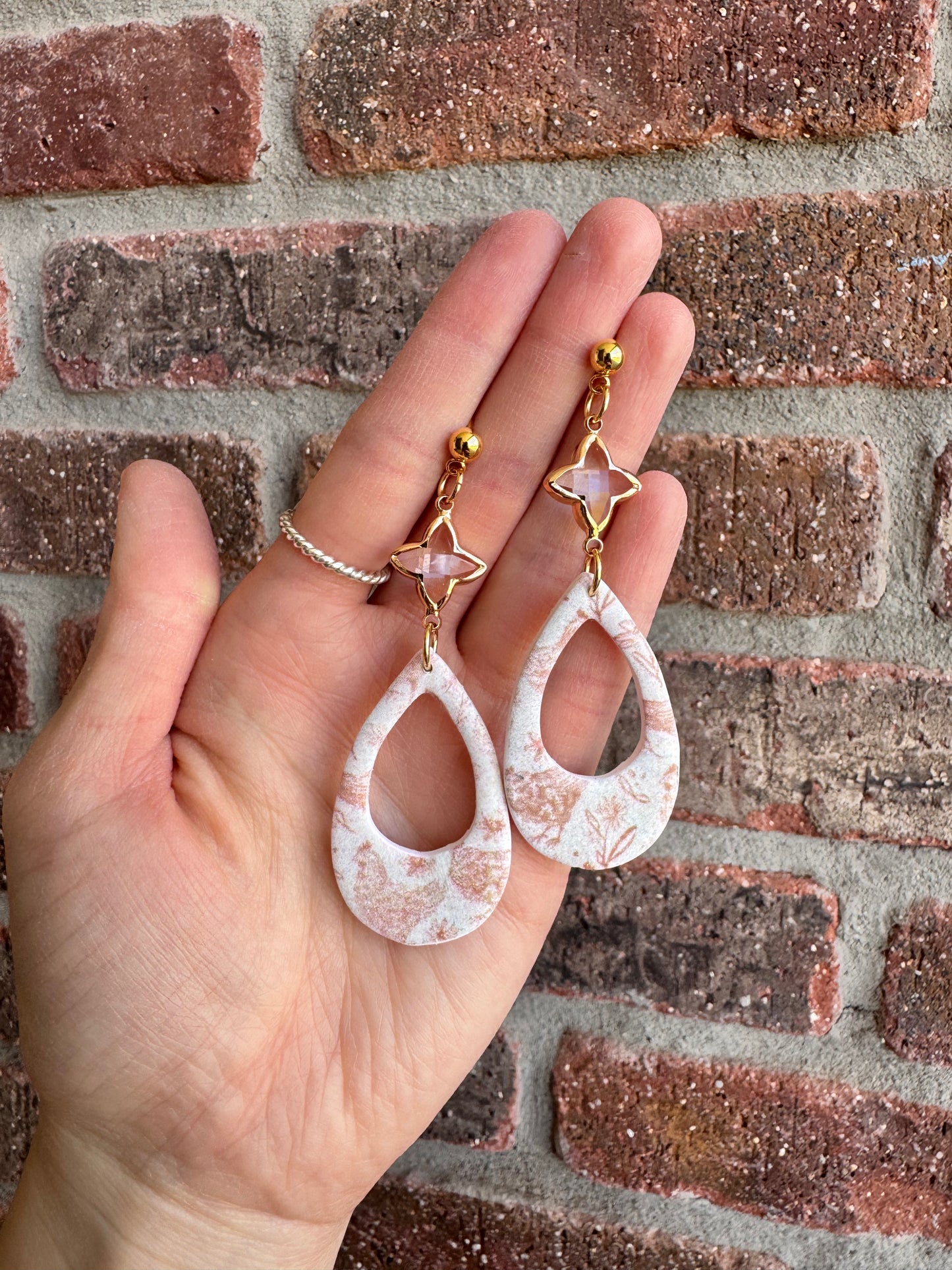 Neutral Watercolor Chicken Earrings