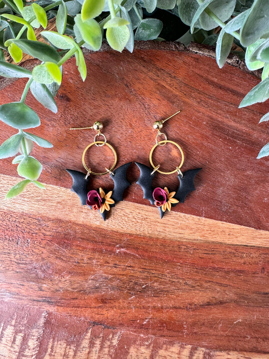 Floral Bat Earrings