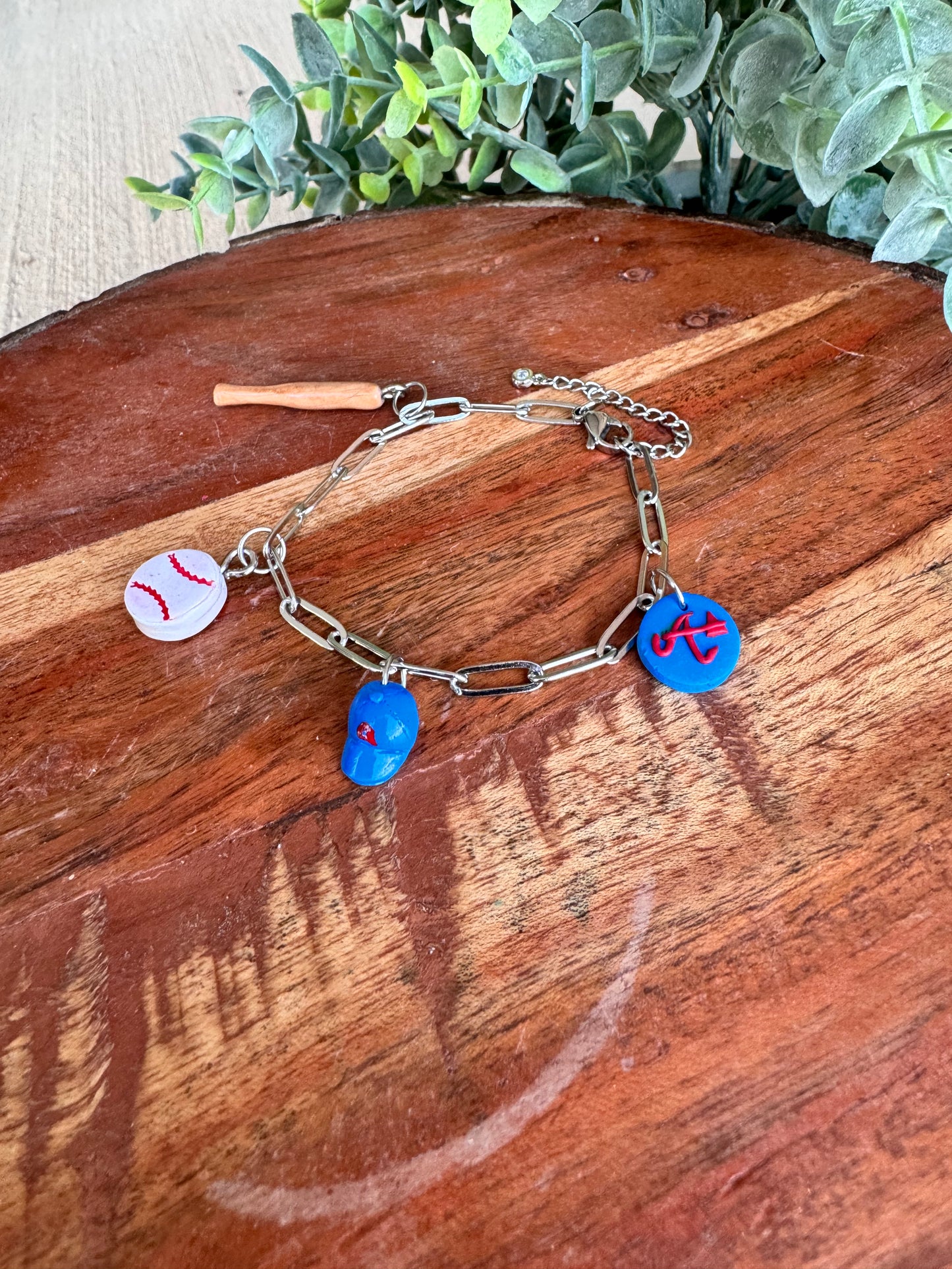 Custom order - Braves Baseball Charm Bracelet