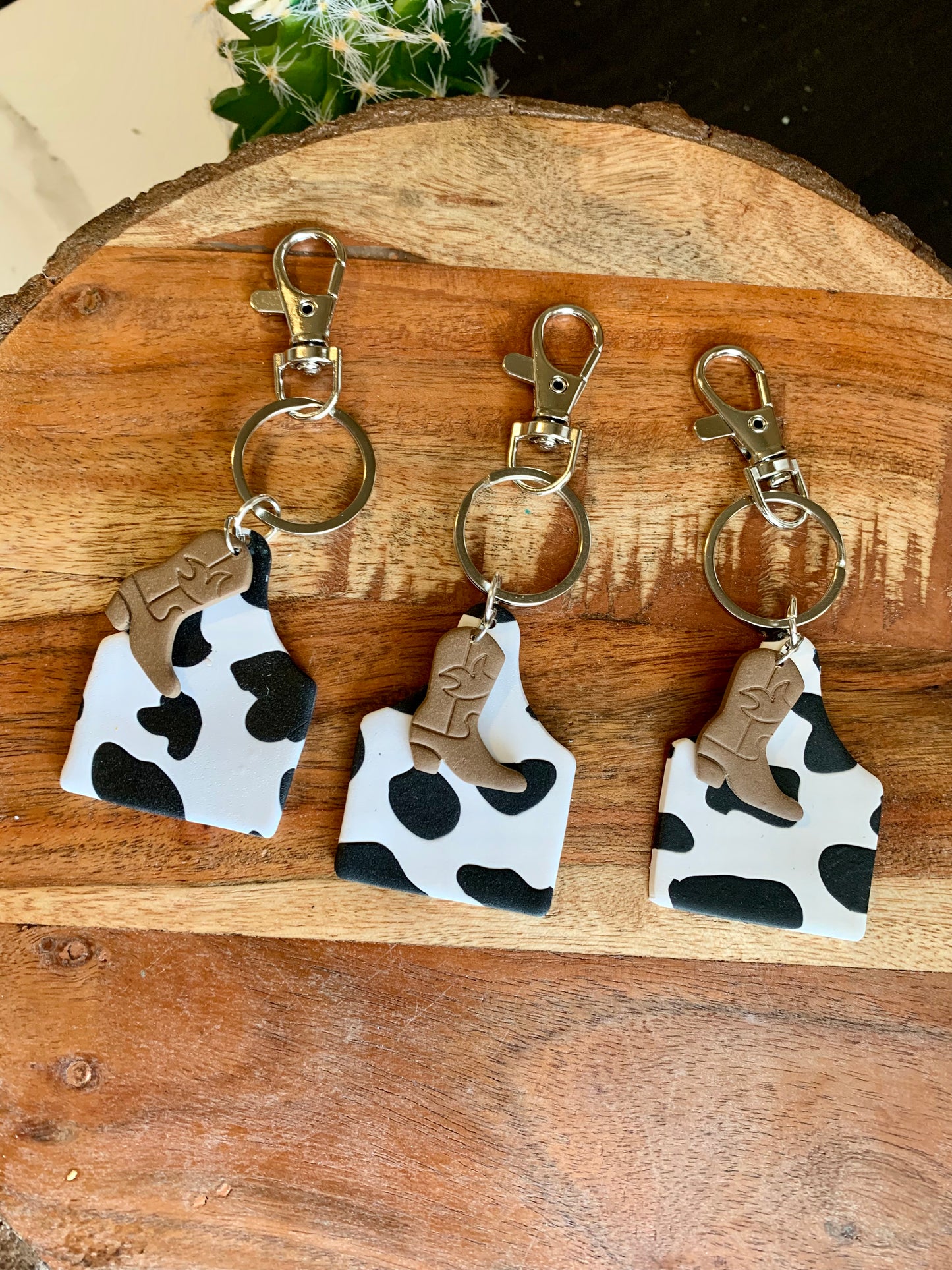 Cow Tag + Boot Keychain