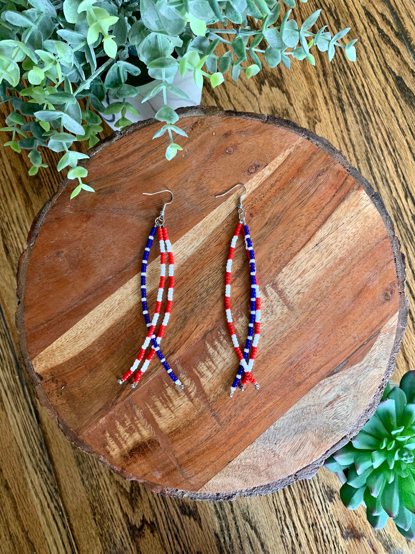 Patriotic Seed Bead Earrings
