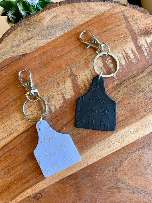 Cow Tag Key Ring