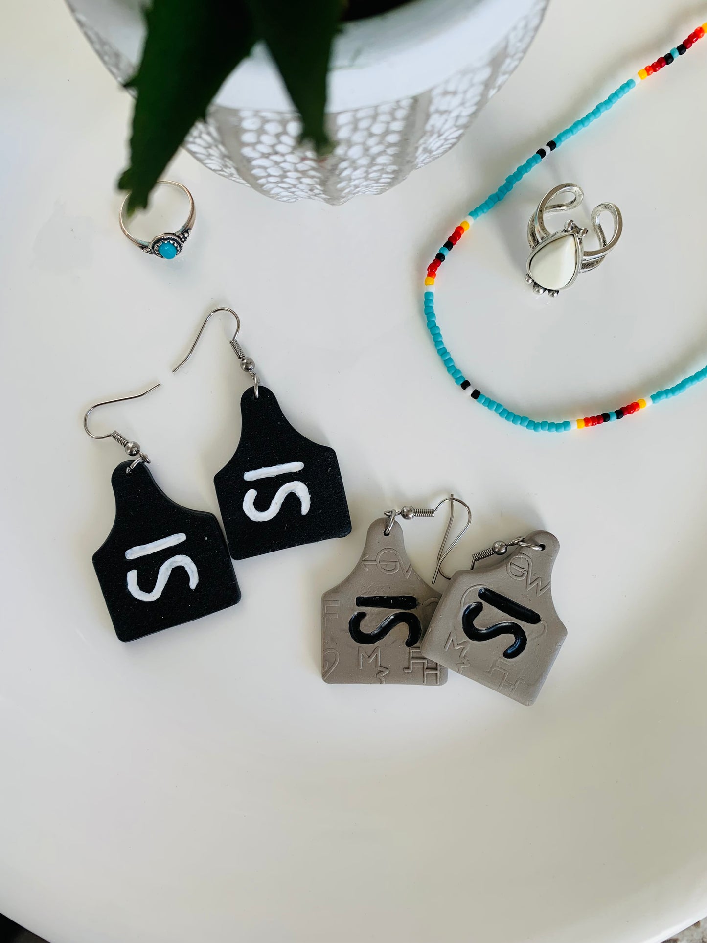 Custom Brand Cow Tag Earrings